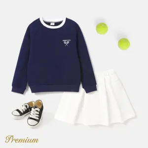 2pcs Cotton/Polyester Blend School Girl Solid Color Pleat Skirt Suit #1061369