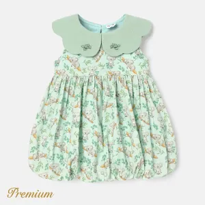 Baby Girl 100% Cotton Allover Print Statement Collar Tank Dress