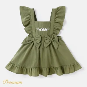 Baby Girl 100% Cotton Bow Front Ruffle Trim Dress