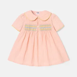 Baby Girl 100% Cotton Doll Collar Embroidered Dress #922343