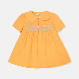 Baby Girl 100% Cotton Doll Collar Embroidered Dress #922349