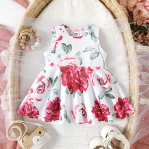 Baby Girl Allover Floral Print Flowy Sleeveless Tank Dress #784017