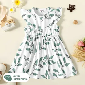 Baby Girl Allover Leaf Print Flutter-sleeve Naiaâ¢ Dress #221293