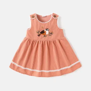 Baby Girl Bird Embroidered Sleeveless Dress #818463