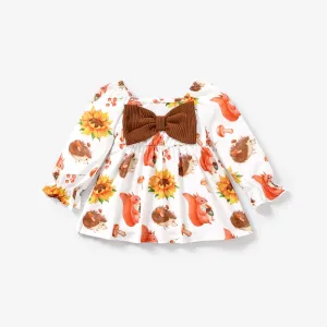 Baby Girl  Bow Design Hyper-Tactile 3D Animal Pattern Dress #1091418