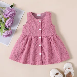 Baby Girl Cable Knit Button Up Tank Dress #1044968