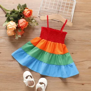 Baby Girl Color Block Smocked Slip Dress #1033634