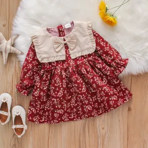 Baby Girl Contrast Statement Collar Allover Floral Print Dress #236025