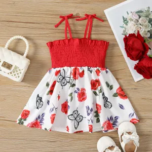 Baby Girl Floral & Butterfly Print Smocked Combo Slip Dress #1037323
