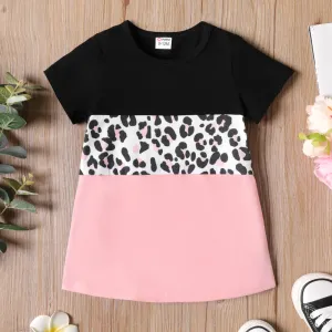 Baby Girl Leopard Print Colorblock Splice Short-sleeve Naiaâ¢ Dress #886339