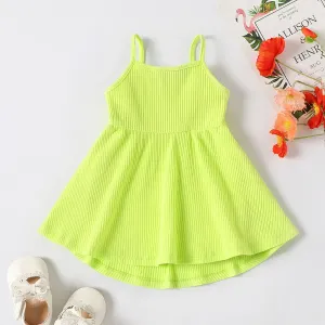 Baby Girl Solid Ribbed Slip Dress #922654