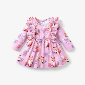 Baby Girl Sweet Aniaml Fox Ruffle Dress #1116685