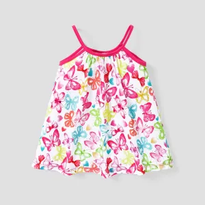 Baby Girl Sweet Butterfly Print Cami Dress #1317643