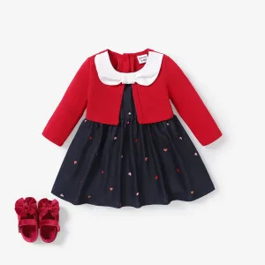 Baby Girl Sweet Heart-shaped Lapel Dress #1169723