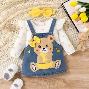 Baby Girl Sweet Hyper-Tactile 3D Design Animal Pattern Dress Set #1193692