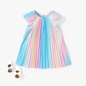 Baby Girl Sweet Pleated Rainbow Dress #1320626