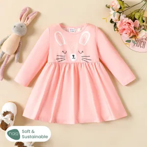 Baby Girl Sweet Rabbit Animal Pattern Long Sleeve Dress #1074642