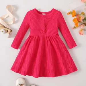 Baby Girl Twist Front Rib-knit Long-sleeve Dress #1047491