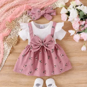 Baby Girls Sweet Dress with Flutter Sleeve and Broken Flower Pattern #1322222