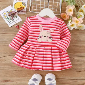 Baby Girls Sweet Rabbit Pattern Long Sleeve Dress #1058951