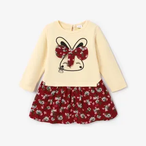 Baby / Toddler Faux-two Bunny Print Floral Dresses #188573