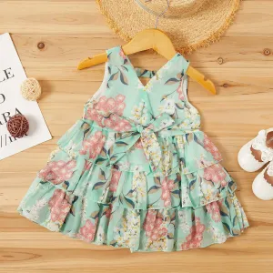 Baby / Toddler Girl Pretty Floral Print Layered Dresses #189465