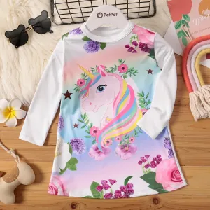 Baby/Toddler Girl Unicorn Butterfly Floral Print Long-sleeve Dress #829615