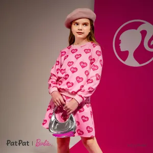 Barbie Kid Girl 2pcs Allover Heart Letter Print Long-sleeve Top and Skirt Set #1055251