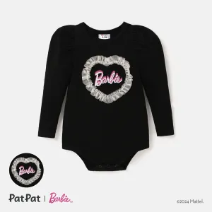 Barbie Mesh Heart Decor Houndstooth Panel Sibling Matching Gigot Sleeve Dresses with Belt Bag #1055220