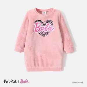 Barbie Toddler Girl Heart Print Fluffy Pullover Dress #211134