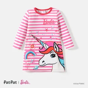 Barbie Toddler Girl Stripe Unicorn/ Character Print Long-sleeve Dress #212206