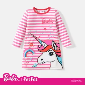 Barbie Toddler Girl Stripe Unicorn/ Character Print Long-sleeve Dress #212207