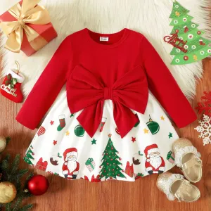 Christmas Baby Girl Childlike pattern  Bowknot Design Dress Or Skirt Set #1210993