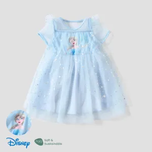 Disney Frozen Elsa 1pc Toddler Girl Naiaâ¢ Character Print with Sparkle Tulle Ruffled Dress #1332609
