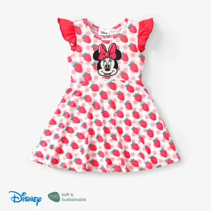 Disney Mickey and Friends 1pc Toddler Girls Naiaâ¢ Ruffled-Sleeve Character Print Floral/Strawberry/Heart-shaped Dress #1332647