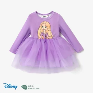 Disney Princess Toddler Girl Character Naiaâ¢ Print Long-sleeve Mesh Overlay Fairy Tulle Dress #1170622