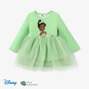 Disney Princess Toddler Girl Character Naiaâ¢ Print Long-sleeve Mesh Overlay Fairy Tulle Dress #1170629