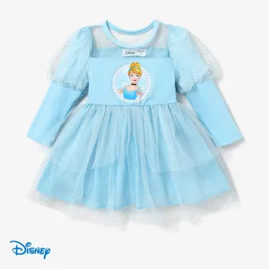 Disney Princess Toddler Girl Character Pattern Long-sleeve Mesh Dress #1317967