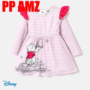 Disney Winnie the Pooh Baby Girl Character Print Flutter-sleeve Dress #1069016