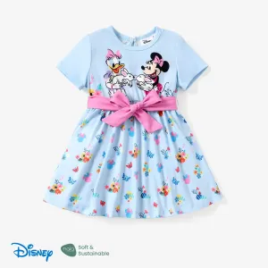 Easter Disney Mickey and Friends 2pcs Toddler Girls Naiaâ¢ Character Print Floral Bowknot Dress