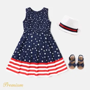 Independence Day Kid Girl Allover Print Sleeveless Dress #908546