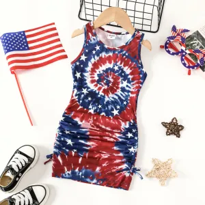 Independence Day Toddler Girl Tie Dye Tank Dress #1036147