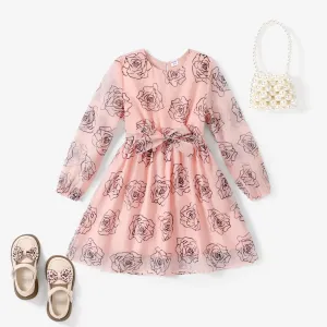 Kid Girl Big Flower Multi-layered Dress Set #1169593
