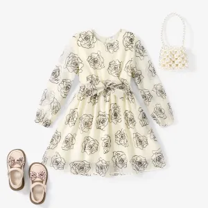 Kid Girl Big Flower Multi-layered Dress Set #1169594