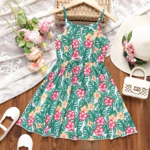Kid Girl Boho Floral & Plant Print Slip Dress #917297