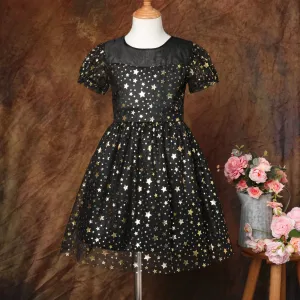 Kid Girl Bow Back Sequin Stars Decor Mesh Overlay Fairy Dress #1107571