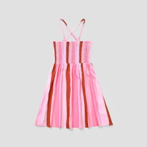 Kid Girl Colorblock Stripe Smocked Slip Dress #233254