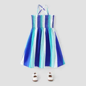 Kid Girl Colorblock Stripe Smocked Slip Dress #233266
