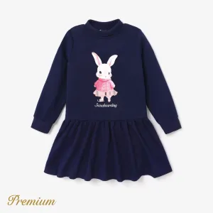 Kid Girl Elegant Rabbit Animal Pattern Collar Dress #1194267