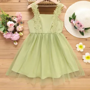 Kid Girl Floral Appliques Overlay Slip Dress #924824